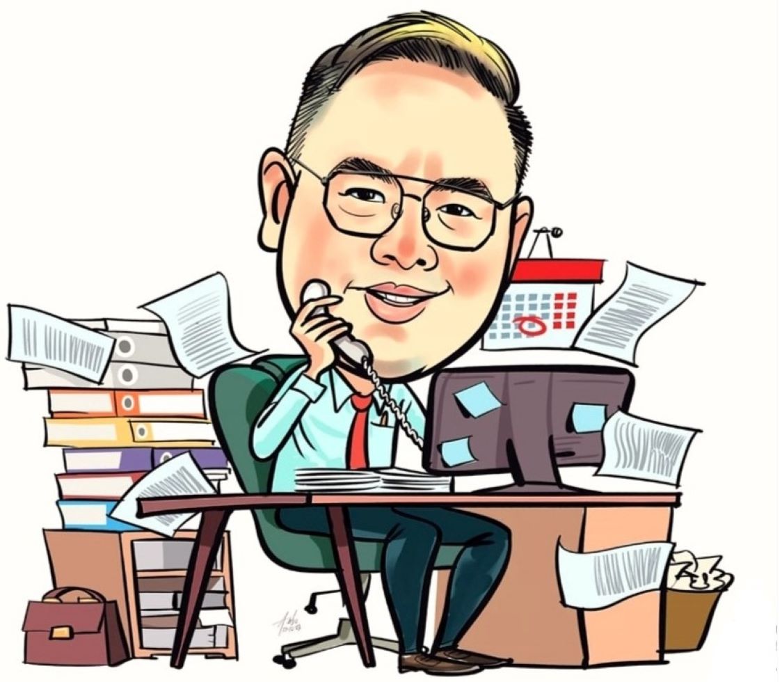 Busy Office Desk Cartoon Art